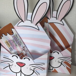 Envelope de Páscoa Digital para Imprimir e Personalizar 18 Caixinhas decoradas em formato de coelho com orelhas longas para Páscoa.