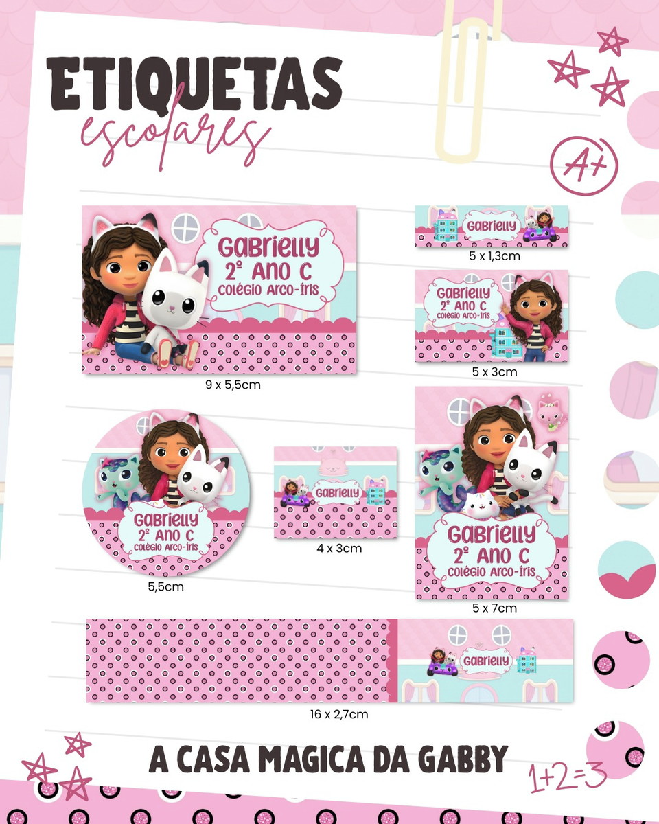 Kit Escolar Casa Mágica Gabby Arquivo Digital PDF PNG 1 Kit Escolar Casa Mágica Gabby Arquivo Digital PDF PNG