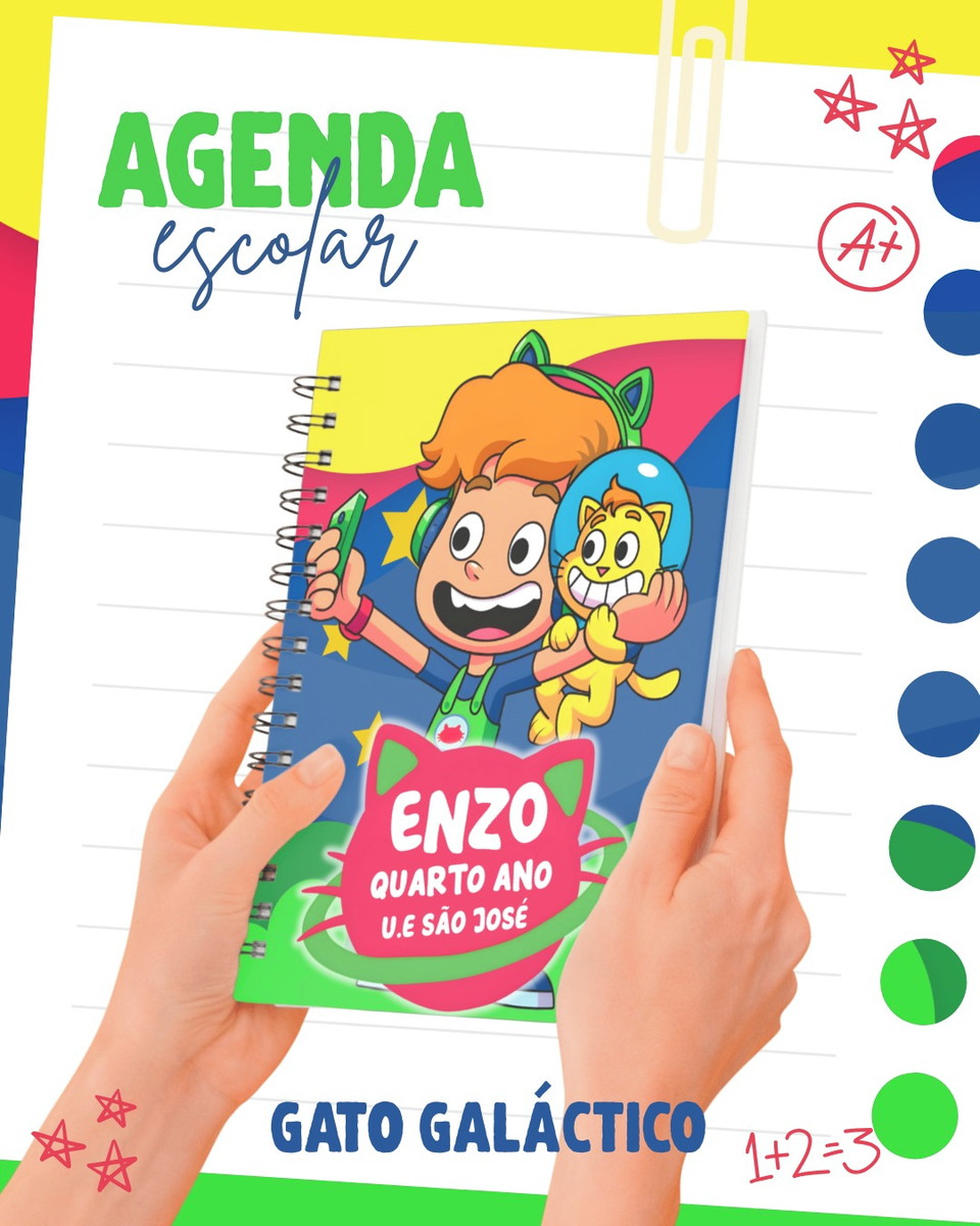 Arquivo Digital Escolar Gato Galáctico para Personalizar 2 Arquivo Digital Escolar Gato Galáctico para Personalizar - Imagem 2