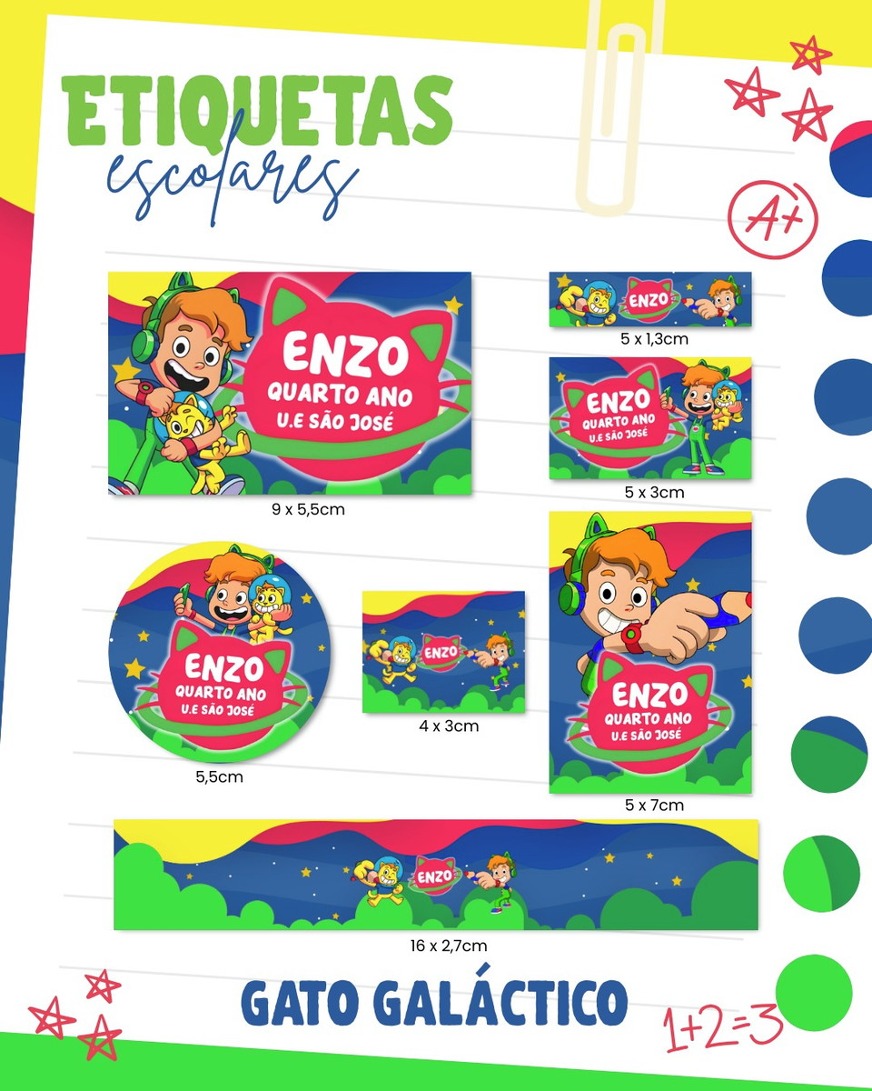 Arquivo Digital Escolar Gato Galáctico para Personalizar 3 Arquivo Digital Escolar Gato Galáctico para Personalizar - Imagem 3