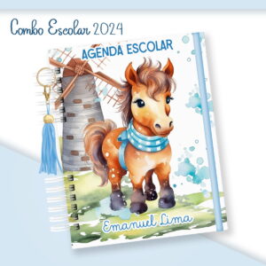 Kit Escolar Menino Cavalo Aquarela Papelaria Digital 21 escolar menino cavalo arquivo digital
