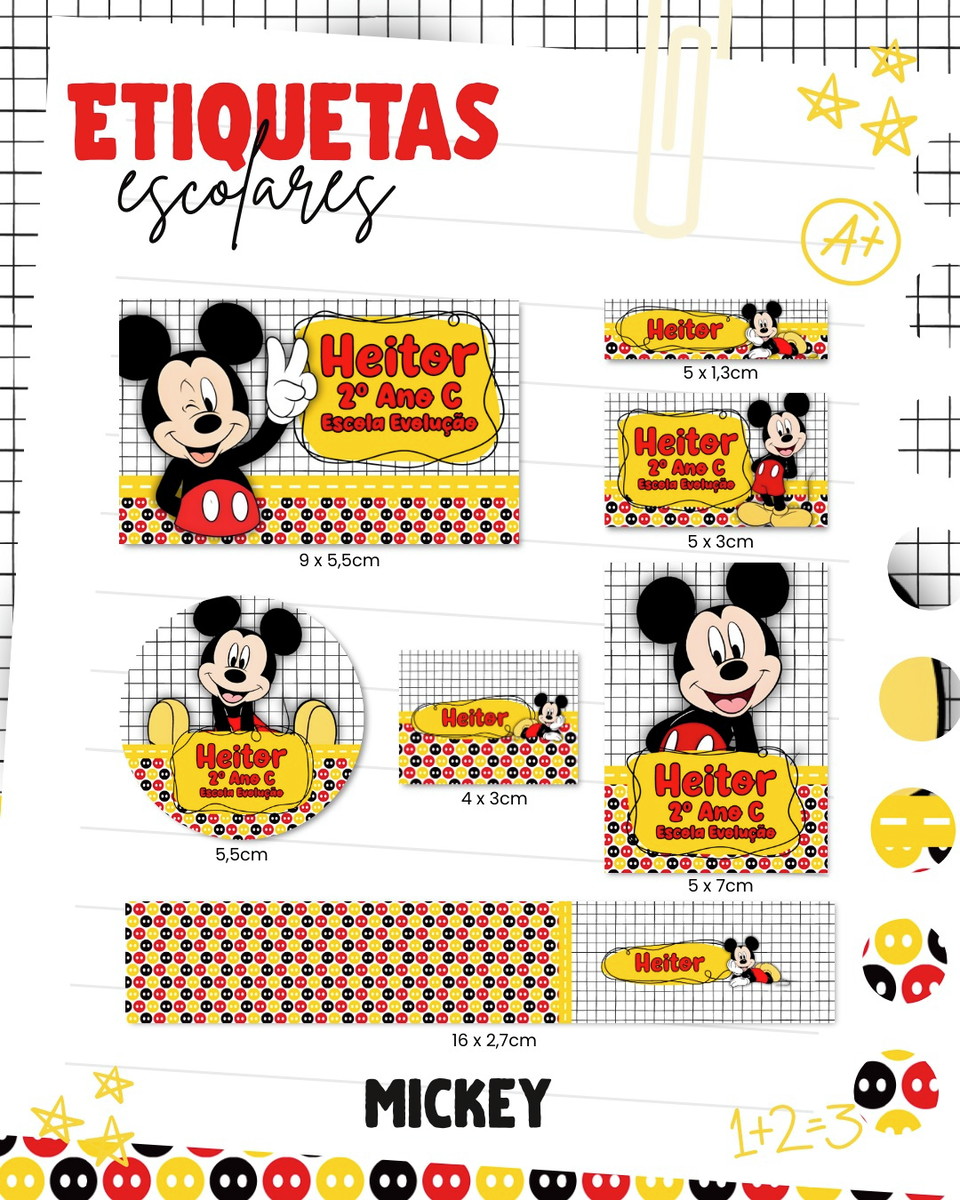 Kit Escolar Mickey Digital para Imprimir 2 Kit Escolar Mickey Digital para Imprimir - Imagem 2