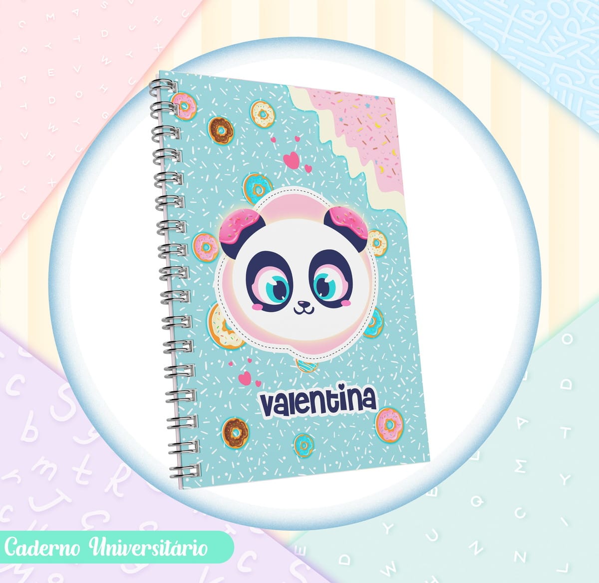 Kit Escolar Panda Donuts para Imprimir e Encadernar 1 Kit Escolar Panda Donuts para Imprimir e Encadernar