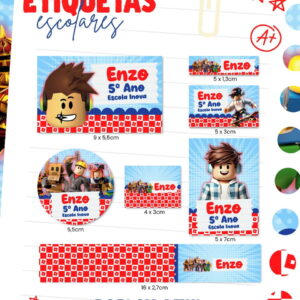 Kit Escolar Roblox Arquivo Digital Volta as Aulas 10 escolar roblox azul arquivo digital