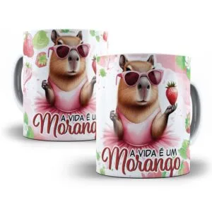 Estampa Caneca A Vida é um Morango Atolado no Cool Capivara