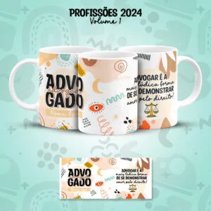 Estampa Caneca Advogado(a) Direito Profissões Coloridas