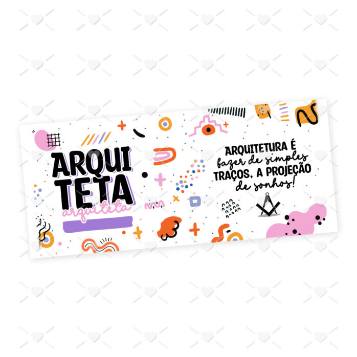 Estampa Caneca Arquiteto(a) Arquitetura Profissões Coloridas