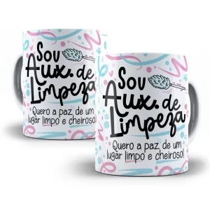 Estampa Caneca Aux. de Limpeza Flork Profissões Sublimação 8 Estampa Caneca Aux. de Limpeza Flork Profissões Sublimação