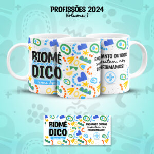 Estampa Caneca Biomédico(a) Biomedicina Profissões Coloridas