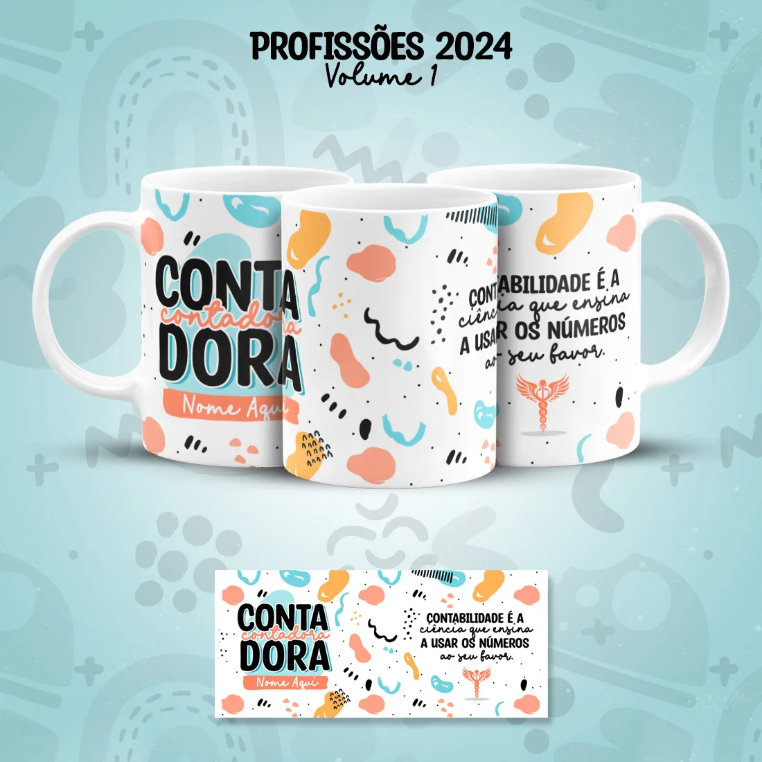 Estampa Caneca Contador(a) Contabilidade Profissões Colorida