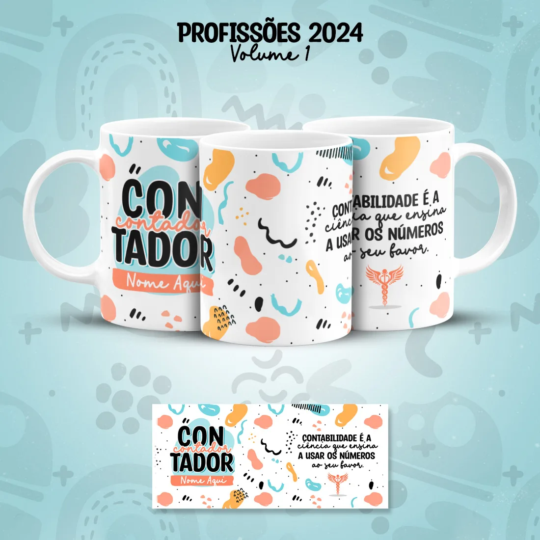 Estampa Caneca Contador(a) Contabilidade Profissões Colorida