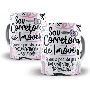 Estampa Caneca Corretor(a) de Imóveis Flork Profissões