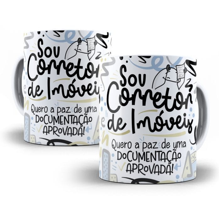 Estampa Caneca Corretor(a) de Imóveis Flork Profissões