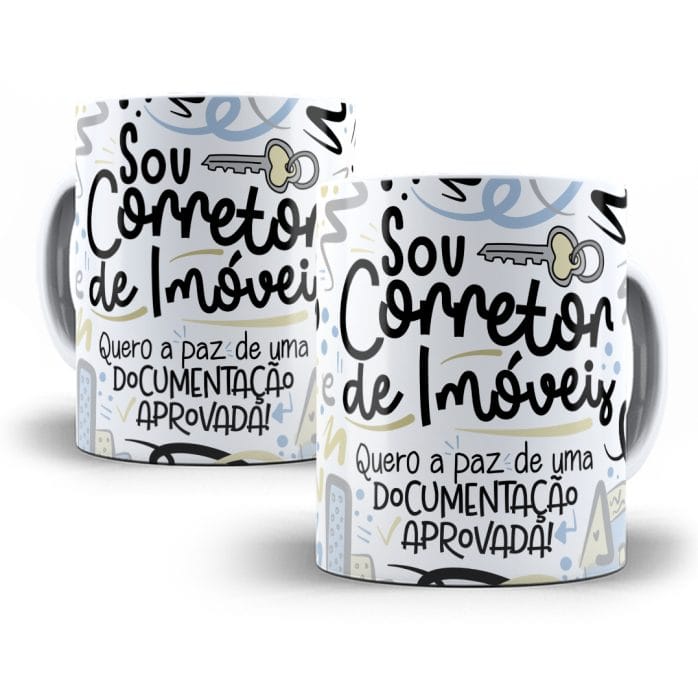 Estampa Caneca Corretor(a) de Imóveis Flork Profissões