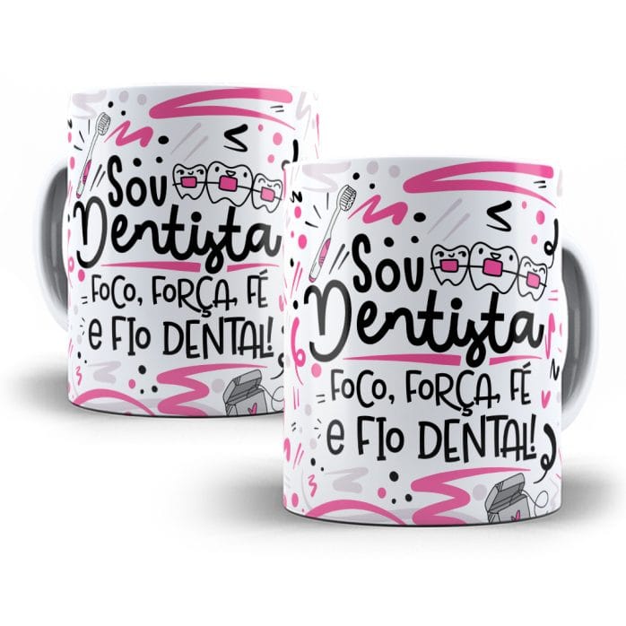 Estampa Caneca Dentista Flork Profissões Sublimação