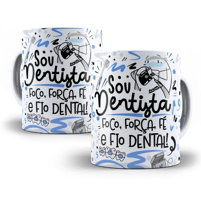 Estampa Caneca Dentista Flork Profissões Sublimação