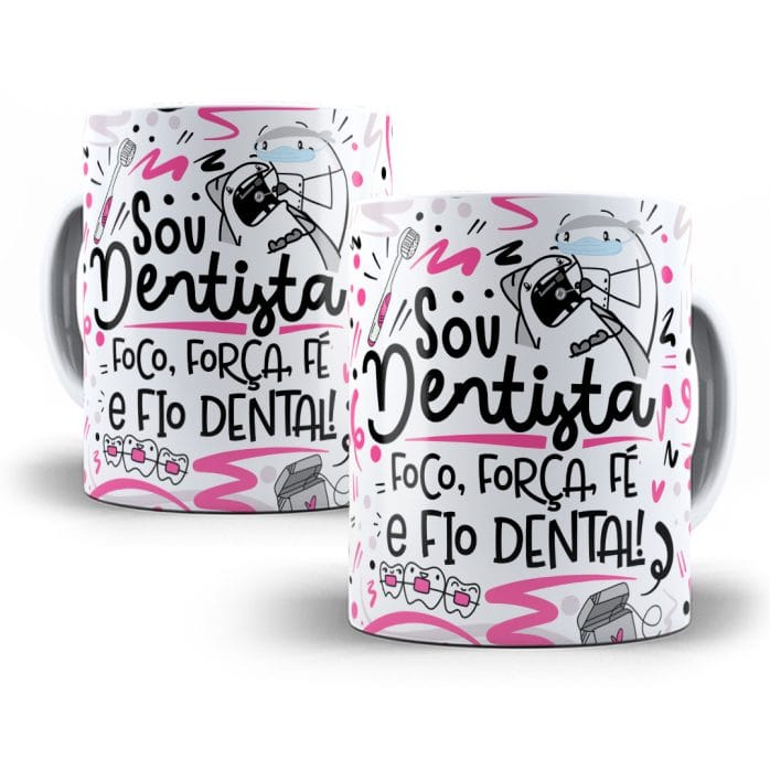Estampa Caneca Dentista Flork Profissões Sublimação