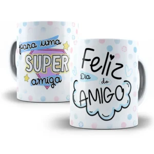 Estampa Caneca Dia Do Amigo Rosa E Azul
