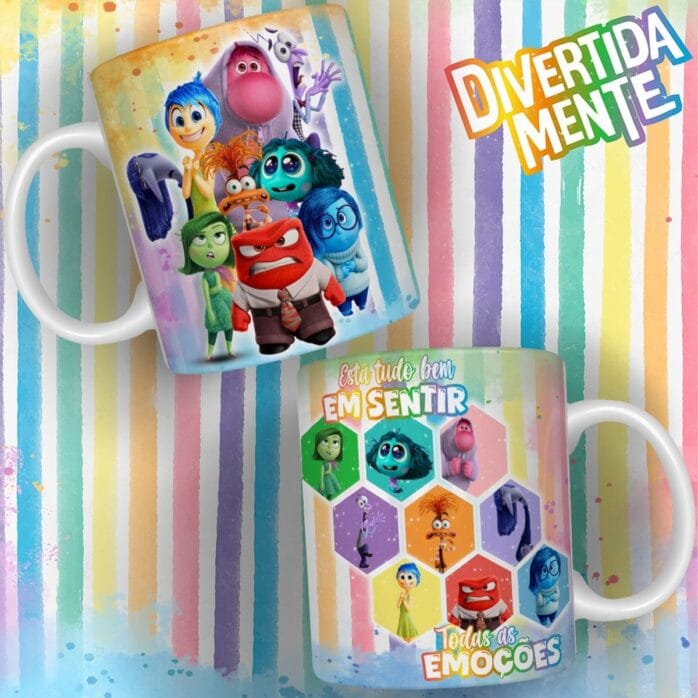 Estampa Caneca Divertidamente Todas as Emoções Arquivo Jpg
