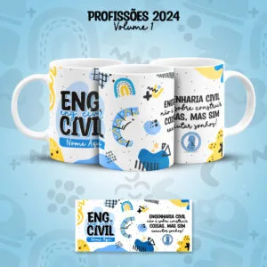 Estampa Caneca Engenheiro(a) Civil Engenharia Profissões 11 Estampa Caneca Engenheiro(a) Civil Engenharia Profissões