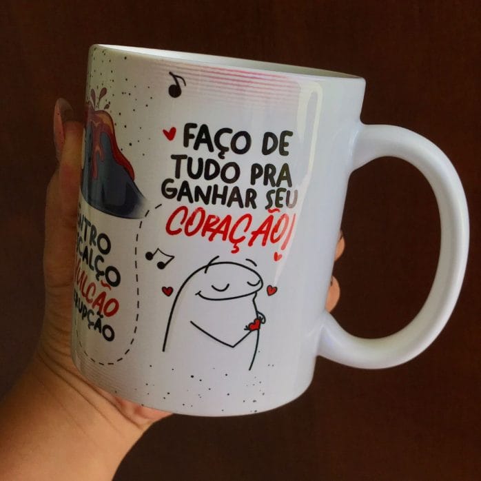 Estampa Caneca Flork Por Você Eu Bebo O Mar De Canudinho