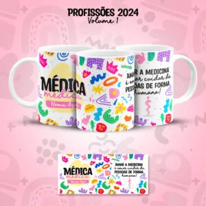 Estampa Caneca Médico(a) Medicina Profissões Coloridas 25 Estampa Caneca Médico(a) Medicina Profissões Coloridas