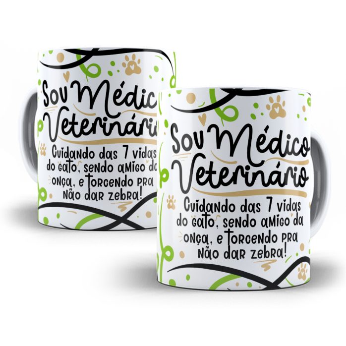 Estampa Caneca Médico(a) Veterinário(a) Flork Profissões Png