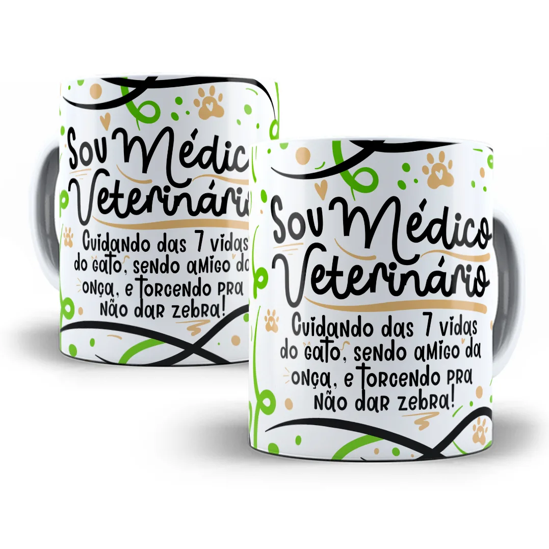 Estampa Caneca Médico(a) Veterinário(a) Flork Profissões Png