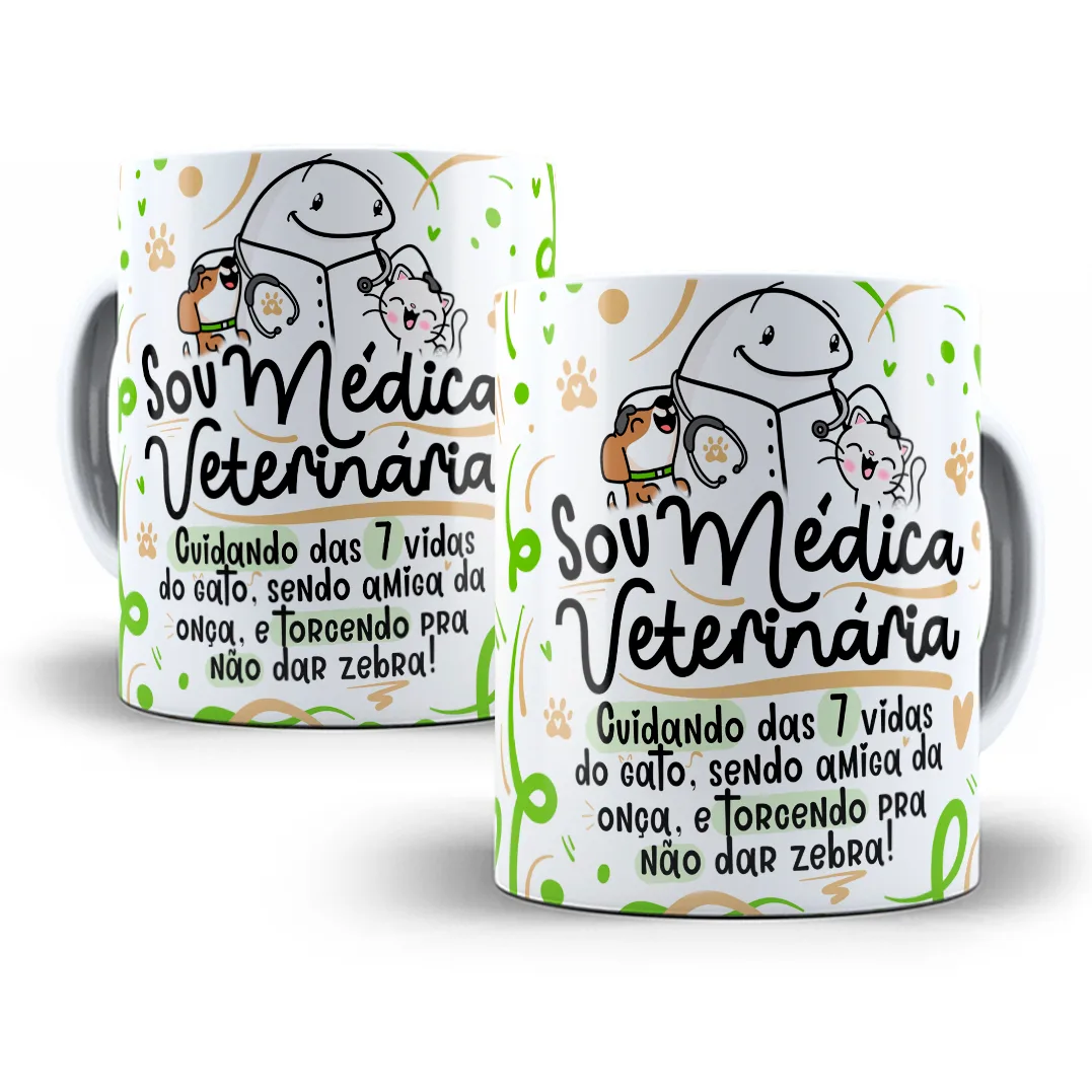 Estampa Caneca Médico(a) Veterinário(a) Flork Profissões Png