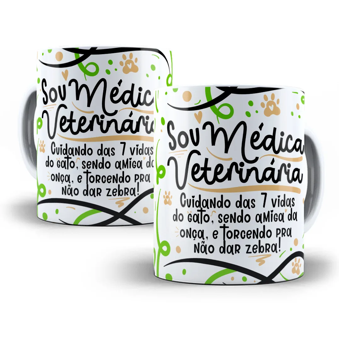 Estampa Caneca Médico(a) Veterinário(a) Flork Profissões Png