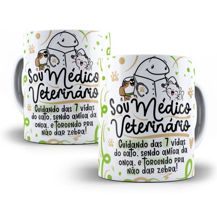 Estampa Caneca Médico(a) Veterinário(a) Flork Profissões Png