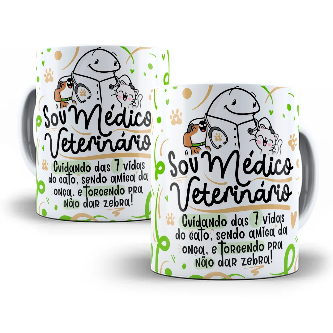 Estampa Caneca Médico(a) Veterinário(a) Flork Profissões Png