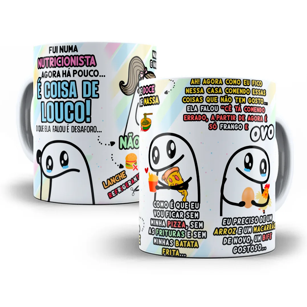 Estampa Caneca Nutricionista Dieta É coisa de Louco Flork 9 Estampa Caneca Nutricionista Dieta É coisa de Louco Flork