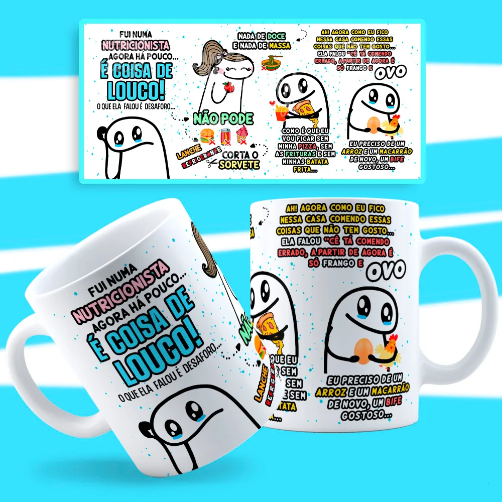Estampa Caneca Nutricionista Dieta É coisa de Louco Flork 7 Estampa Caneca Nutricionista Dieta É coisa de Louco Flork