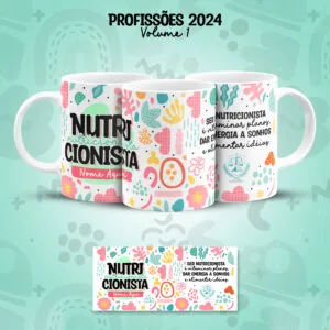 Estampa Caneca Nutricionista Nutrição Profissões Coloridas