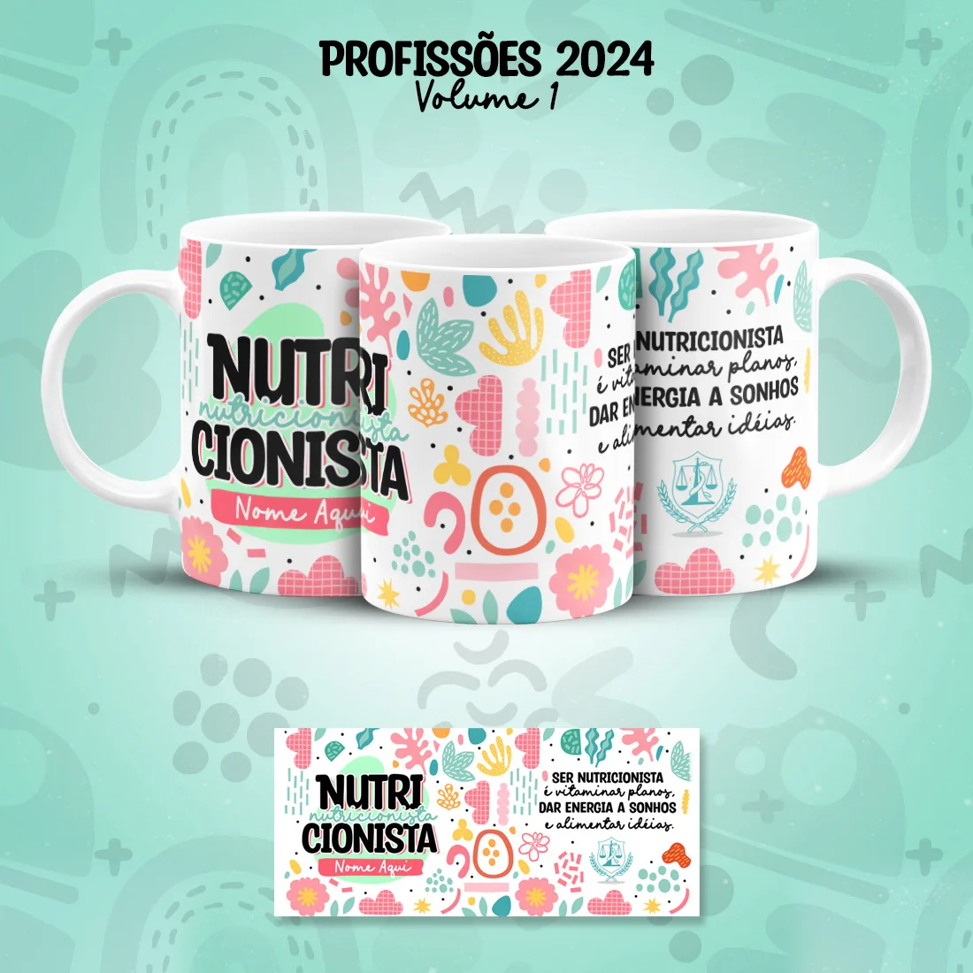 Estampa Caneca Nutricionista Nutrição Profissões Coloridas 1 Estampa Caneca Nutricionista Nutrição Profissões Coloridas