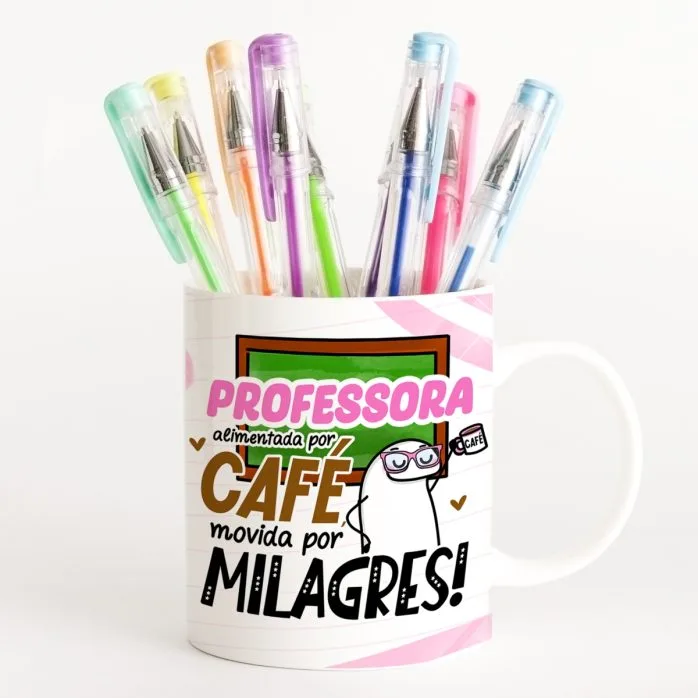 Estampa Caneca Professor Alimentado Por Café Movido Por Milagres