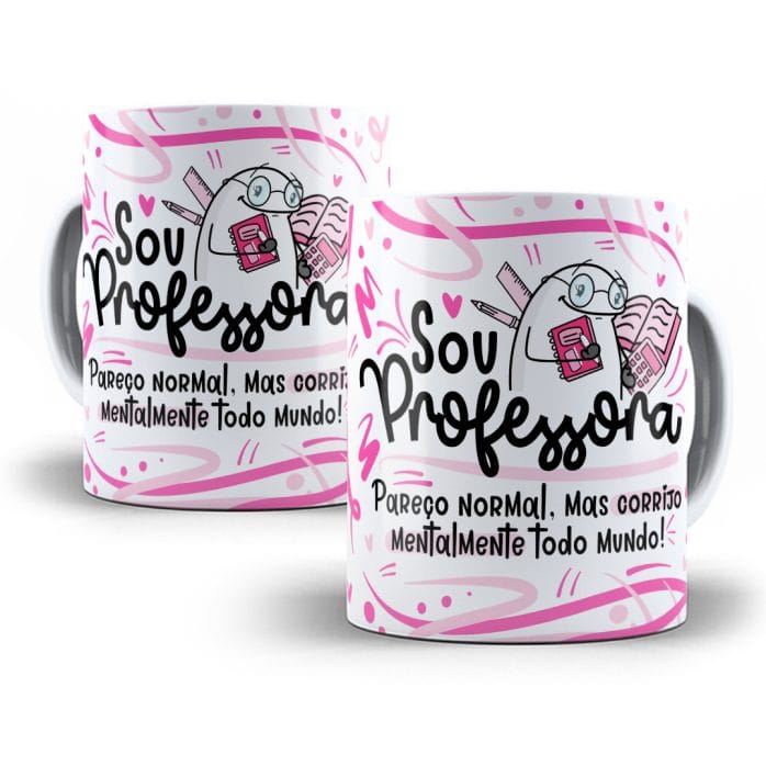 Estampa Caneca Professor(a) Flork Profissões Sublimação Png