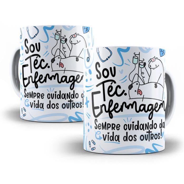 Estampa Caneca Téc. Enfermagem Flork Profissões Sublimação