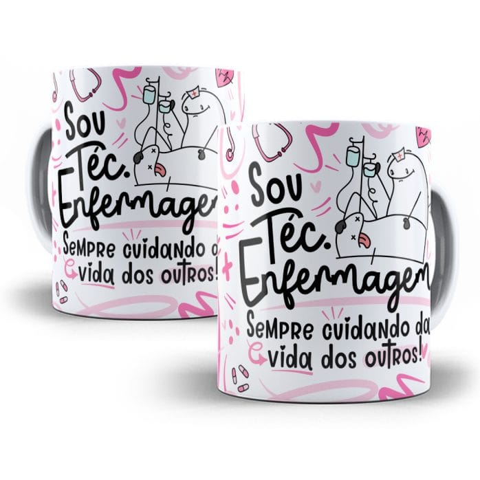 Estampa Caneca Téc. Enfermagem Flork Profissões Sublimação
