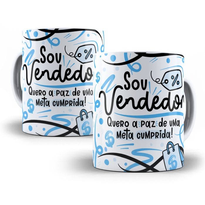 Estampa Caneca Vendedor(a) Flork Profissões Sublimação Png