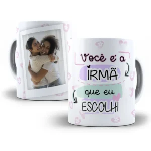 Estampa de Caneca Amiga Irmã Com Moldura para Foto