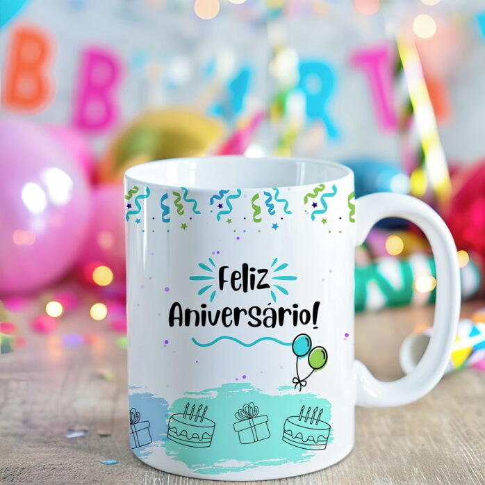 Estampa para Caneca Alfabeto Aniversário