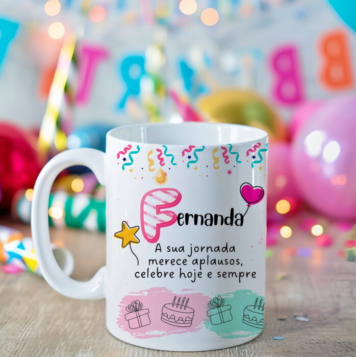 Estampa para Caneca Alfabeto Aniversário