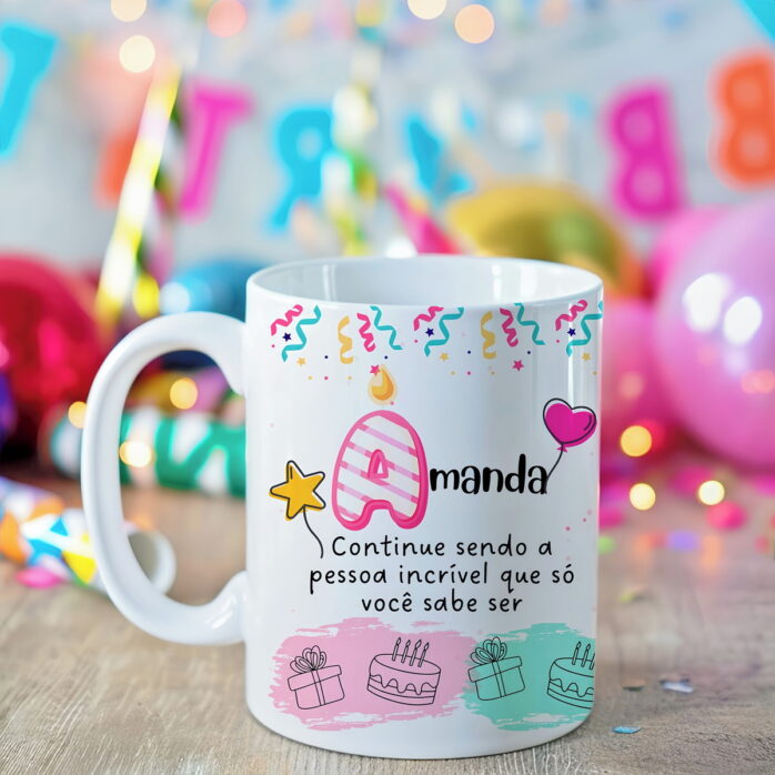 Estampa para Caneca Alfabeto Aniversário