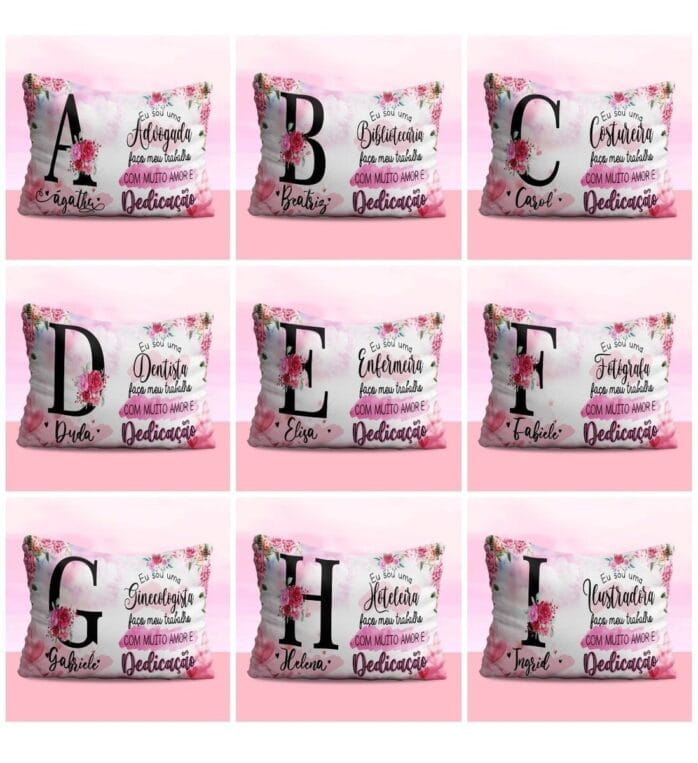 Estampas Alfabeto Floral P Caneca Almofada Profissões Corel
