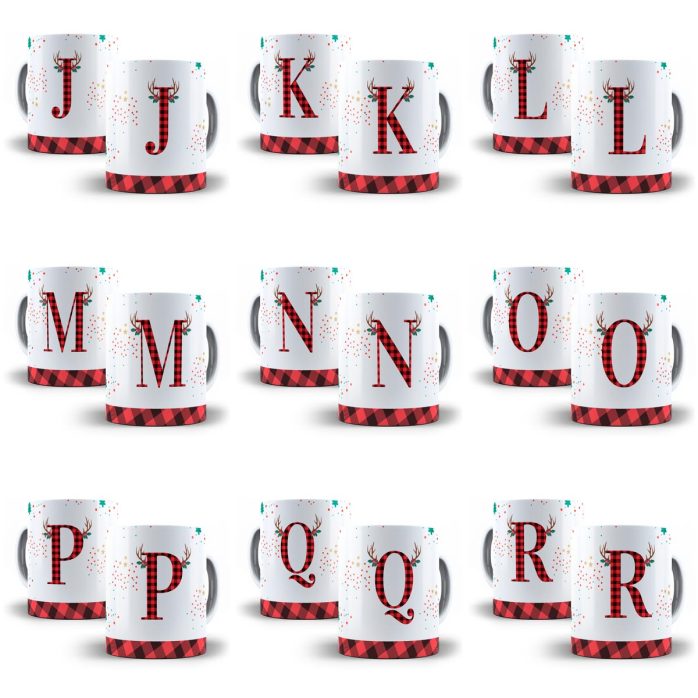 Estampas Caneca Alfabeto Natalino Xadrez Letras Iniciais Png