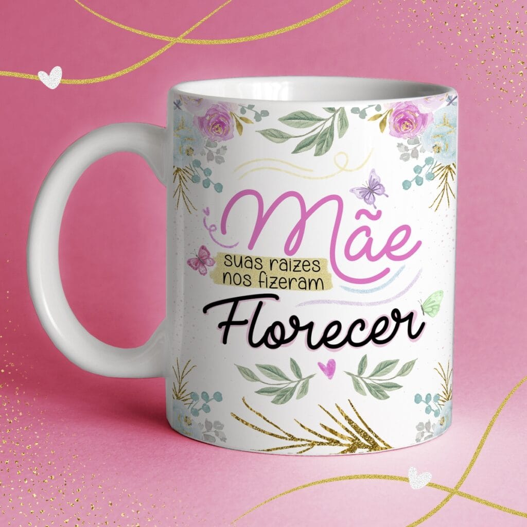 Estampas Caneca Dia das Mães Alfabeto Floral + Frases | Studios Cat