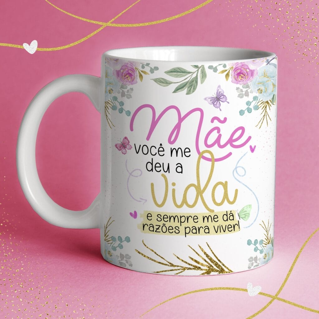 Estampas Caneca Dia das Mães Alfabeto Floral + Frases | Studios Cat