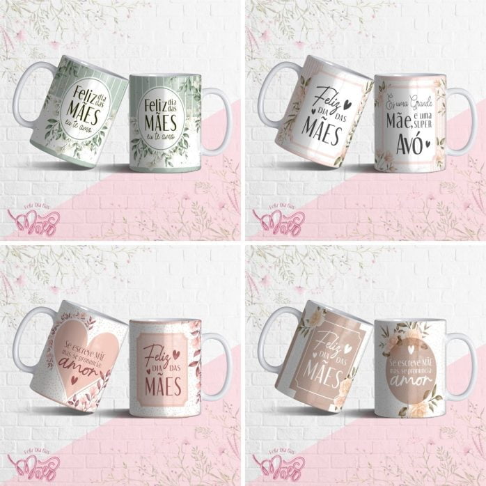 Estampas Caneca Dia Das Mães Flores Editável Em Corel Draw